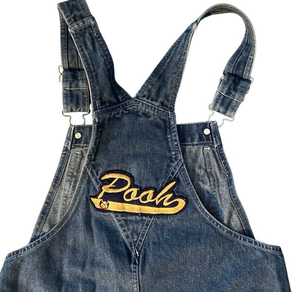 Vintage 90s Winnie the Pooh Denim Overalls Disney Small Blue Jean Carpenter y2k - Picture 10 of 12